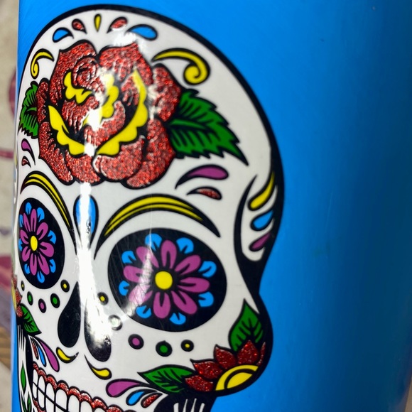 Day Of The Dead Blue/White Multicolored Skull Image on Coffee Mug 16 oz. 4.25” - Picture 9 of 9